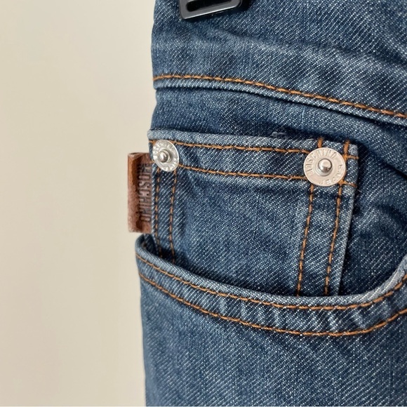 Moschino Peace Sign Vintage Y2K 2000 Mid-Rise Stretch Denim Bootcut Jeans EUC 26 - Picture 5 of 10